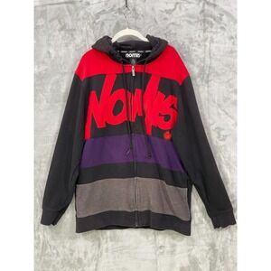 Nomis Hoodie Mens Large‎ Y2K Full Zip Skater Snowboard Embroidered Logo
